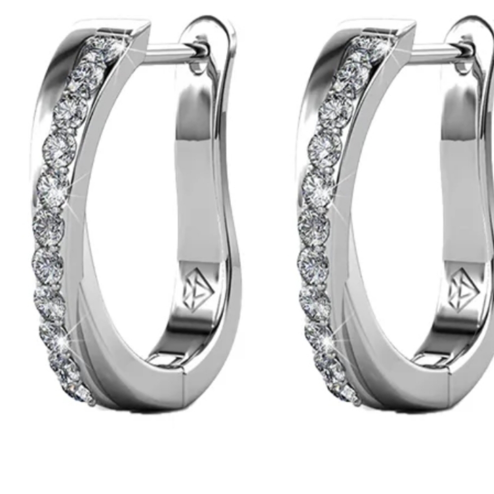 Cate & Chloe Amaya 18k White Gold Plated  Hoop Earrings  Cryst